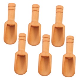 ABOOFAN 6pcs Wooden Round Handle Teaspoon Scoop for Kitchen and Tea House for Salt Sugar Flour and Easy to Clean and Use
