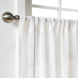 Oindec 2 Pack Sheer Valance Curtain Linen Look Valance for Kitchen Living Room Bedroom White Voile Small Curtains Modern Farmhouse Valances 25 x 18 inches