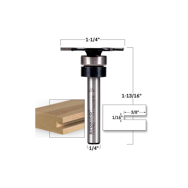Yonico Top Bearing Slot Cutter Router Bit 1/16-Inch 1/4-Inch Shank