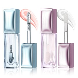 KYDA 2 Colors Plumping Hydrating Lip Oil, pH Color Changing + Clear Lip Oil, Lip Serum Infused Squalane for Plump Glow Lips, Lasting Volumizing Shine Finish, All Day Use Lip Care Serum