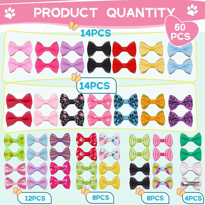 YAKA 60PCS (30 Paris) Cute Puppy Dog Small Bowknot Hair