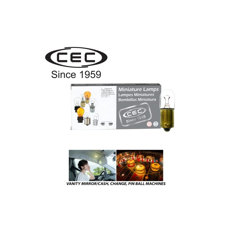 CEC Industries 755 Light Bulb, 6.3V, 0.945W, T-3.25 Shape, BA9s
