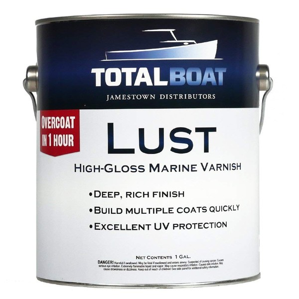 TotalBoat-486490 Lust Marine Varnish, High Gloss and Matte Finish for Wood, Boats, Outdoor Furniture (High Gloss, Gallon)