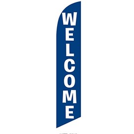 Welcome Feather Banner Swooper Flag for Festivals and Events, Blue Replacement Flag Only