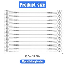 30pcs Fishing Leaders, 11.22 Inch Stainless Steel Leader Wires with Swivel Buckle Fishing Leader Lines Connecting Fishing Tackle Lure or Hook, for Saltwater and Freshwater (Silver)