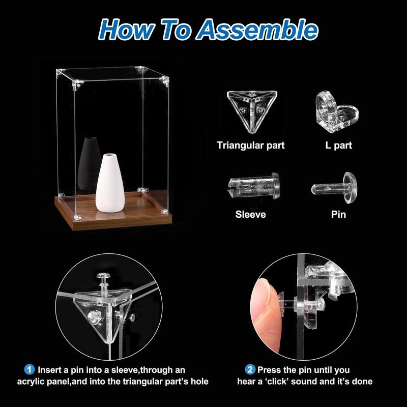 sourcing map Acrylic Display Case, 8x6x8 Inches Clear Display Box
