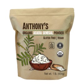 Anthony's Organic Acacia Senegal Powder, 1 lb, Batch Tested Gluten Free, Non GMO, Soluble Fiber, Prebiotic