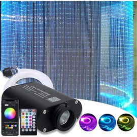 Latest Kingmaled Car Home 16W App Fiber Optic Star Ceiling Kit, RGBW Sound sensor Light Engine with 28Keys RF Remote Controller Create Atmosphere Full of Romantic and Rhythm[350pcs*0.75mm*2m]