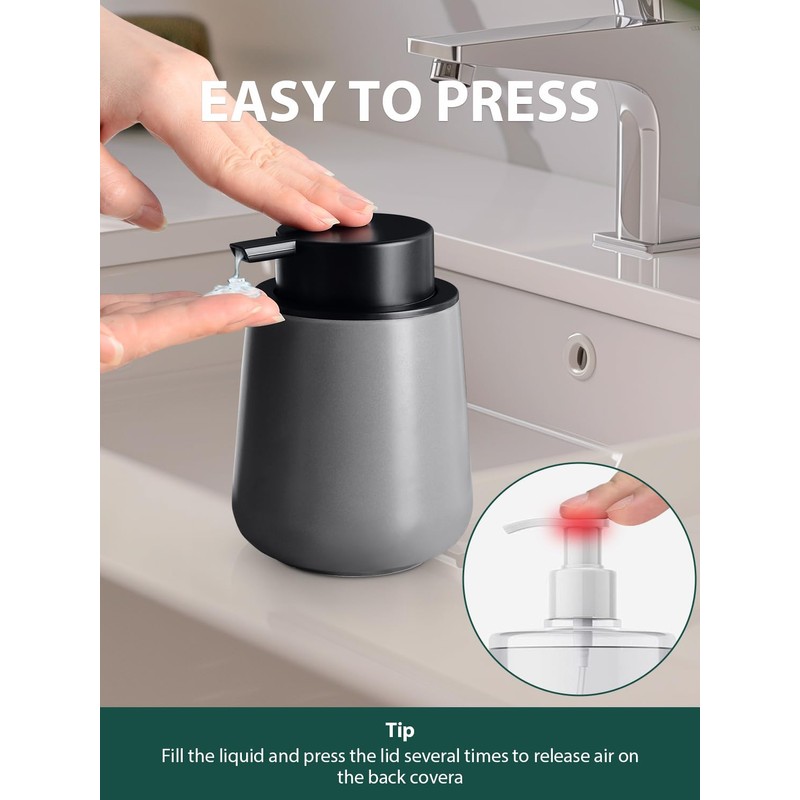 Bosilunlife Ceramic Soap Dispenser for Kitchen & Bathroom, 11 oz
