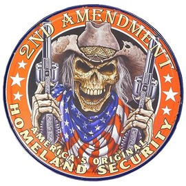 Round 12" Metal Plate Sign (2nd Amendment America's Original Homeland Security)