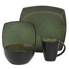 Gibson Elite Soho Lounge 16 Piece Dinnerware Set, Green