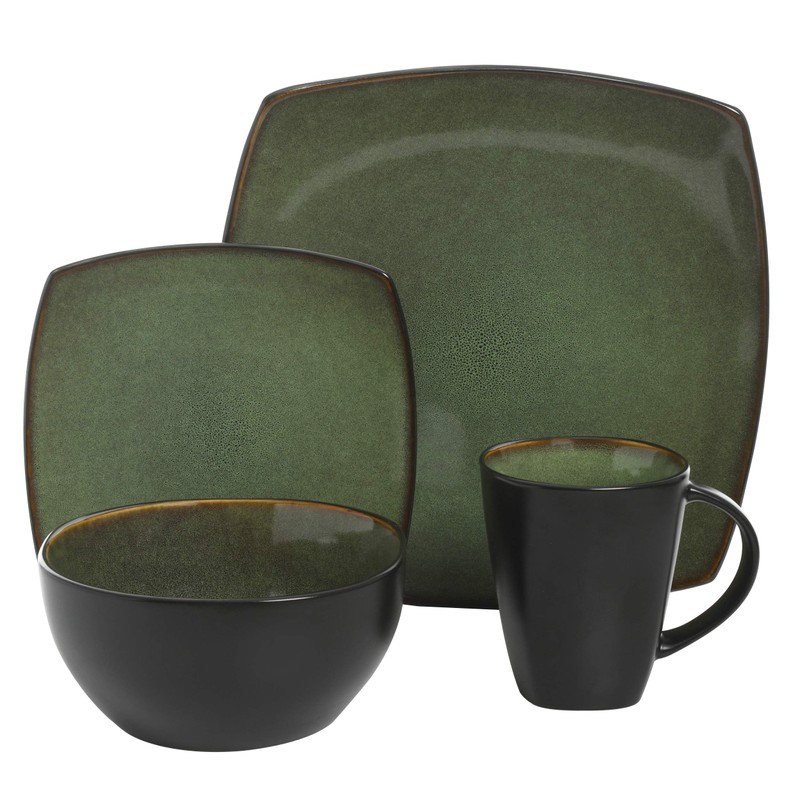 Gibson Elite Soho Lounge 16 Piece Dinnerware Set, Green