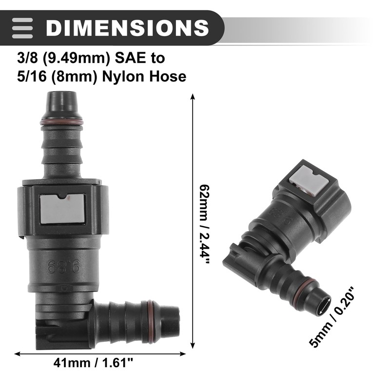 Motoforti Universal Fuel Hose Quick Release Connector, 9.89mm SAE to
