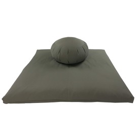 Buckwheat Zafu and Zabuton Meditation Cushion Set (2pc), Olive