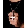 HAQUIL Inverted Cross Necklace for Men, Silver Plated Stainless Steel