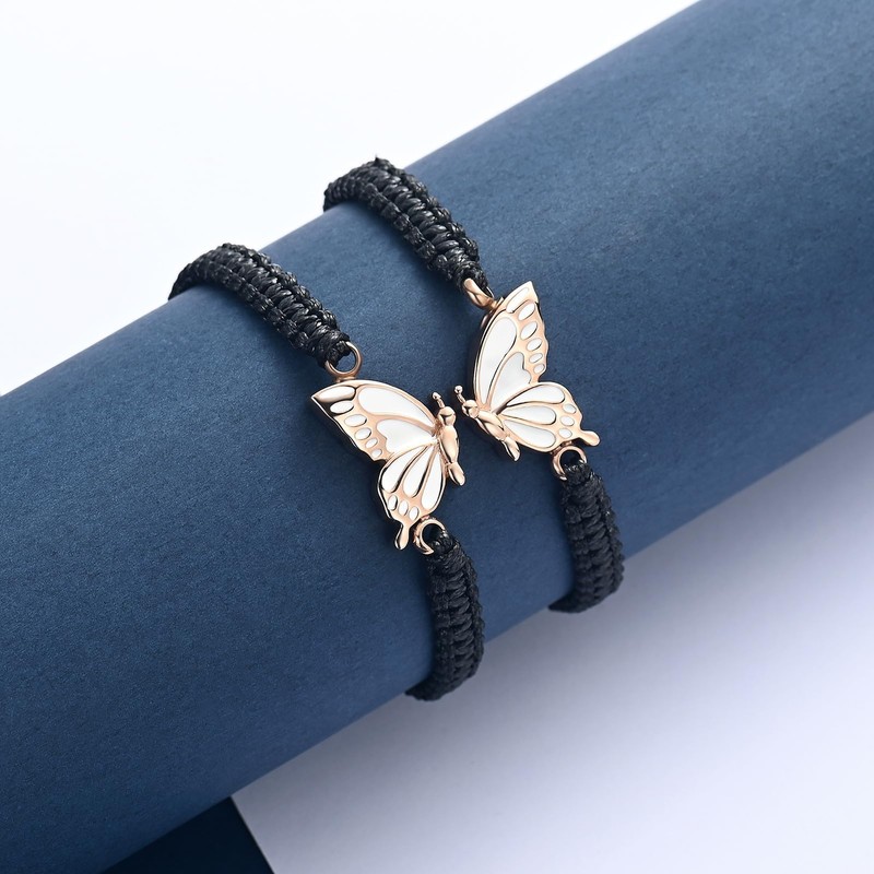 QGJNSGC 2 Pieces Butterfly Urn Bracelet for Ashes Stainless Steel
