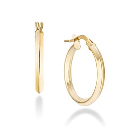 Miabella 18K Gold Over 925 Sterling Silver 2.5mm High Polished Knife Edge Hoop Earrings for Women Teen Girls Made in Italy (20mm (13/16 Inch))