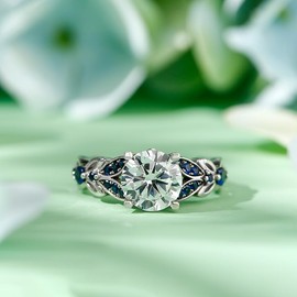 4.3 Carat Butterfly Ring 925 Sterling Silvers Crystal Ring Topaz Rings Bridal Rings Set for Women Wedding Engagement Promise With Jewelry Box (Sapphire Blue, 5.5)