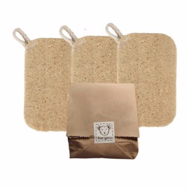 Natural Loofah Dish Sponge 3-Pack - Rectangle Kitchen Scrubber Pads, 100% Biodegradable Compostable Dishwashing Sponges, Plastic-Free Eco Friendly Sustainable Scouring Pads
