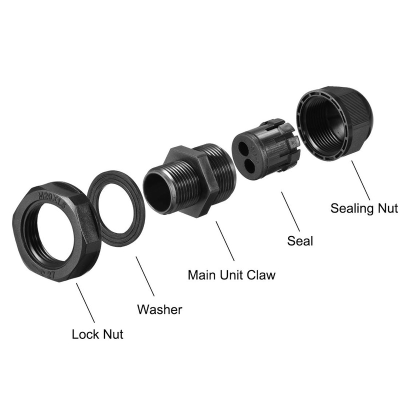 uxcell M20 Cable Gland 2 Holes Waterproof IP68 Nylon Joint