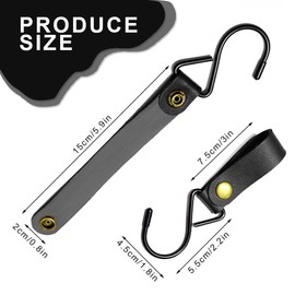 Modixun 8pcs Leather S-Hooks, S Shaped Hooks for Hanging, Camping Hook Hanger Stroller Hooks, Leather Hooks for Coat Towel Kitchen Bathroom, Black