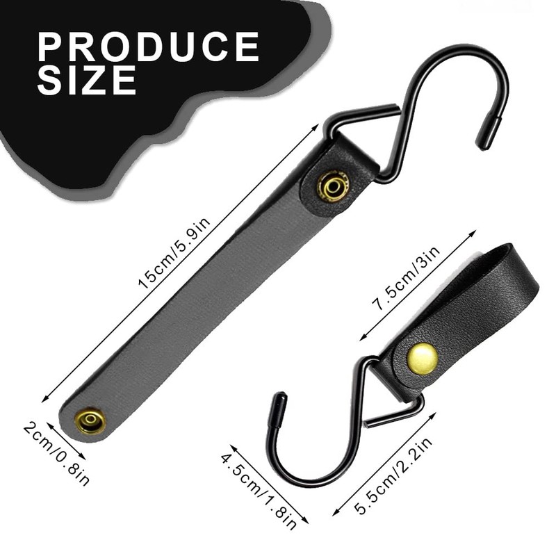 Modixun 8pcs Leather S-Hooks, S Shaped Hooks for Hanging, Camping
