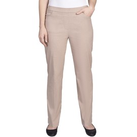 Alfred Dunner Womens Petite Classic Allure Fit Proportioned Pant with Elastic Comfort Waistband, Tan, 12P
