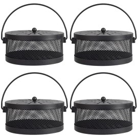 Hibekol 4 Pieces Mosquito Coil Holder - Incense Burner for Indoor Outdoor Camping Use - Portable Mosquito Repellent Holder (Black Classic)