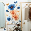 Blue Flower Wall Decals Peel and Stick Gold Peony Floral