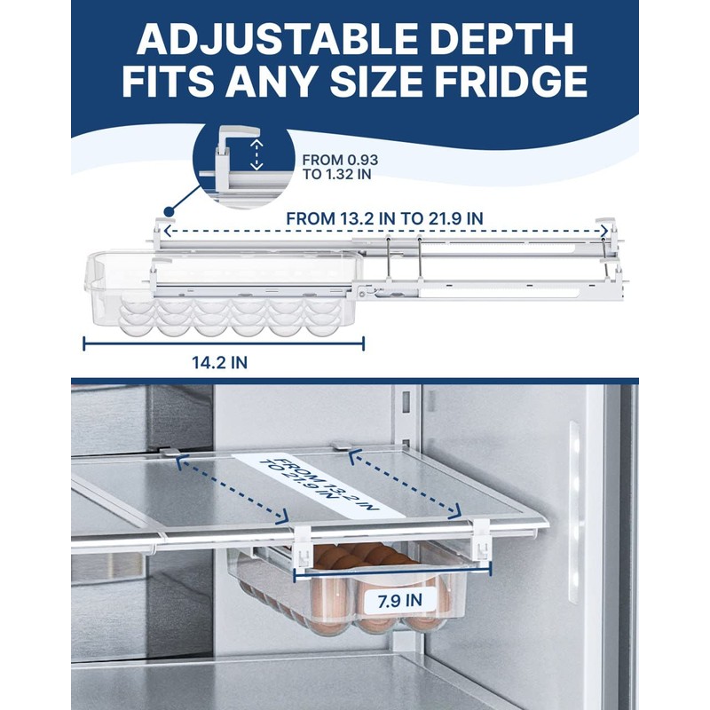 Skywin Refrigerator Egg Drawer - Snap-on Holder for Organizes and