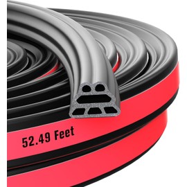 SOZATO Car Door Seal Strip,3 Layer Pyramid Structure Automotive Rubber Weather Stripping Self Adhesive Auto Door Soundproofing Weatherstrip Fit Truck Pickup Rv Trunk Hood Cove (Pyramid 52.49Ft)