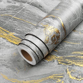 LACHEERY Grey Gold Marble Contact Paper Peel and Stick Wallpaper Gray and Gold Marble Wallpaper Peel and Stick for Wall Countertops Waterproof Matte Removable Self Adhesive Marble Vinyl Wrap 12"x160"
