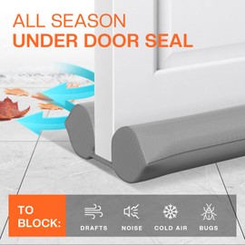Comfyanno Under Door Draft Stopper - Bottom Door Gap Filler & Seal - Fits 24” to 30” Door, Block Cold Air, Noise, Sound, Wind, Bugs, Easy to Install, Double Side Block, No Adhesive, Gray