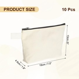 uxcell Canvas Makeup Bags, 10pcs Travel Cosmetic Bags Bulk, Multipurpose Plain Toiletry Zipper Pouches Blank DIY Craft Bags Pencil Bag for Women Teens, Yellow(7.5 x 5 x 1.8inch)