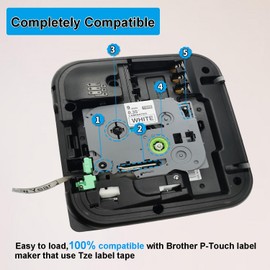 Tze-231 Label Tape Replacement for Brother P-Touch Tze Label Tape Tze231 Tz-231 12mm 0.47" Laminated Black on White Tape, Compatible with Brother PT-D210 H110 D220 D400 D410 D600,4-Pack