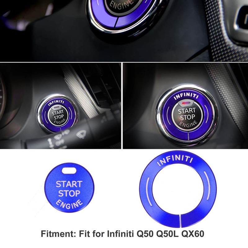 Engine Start Push Button Cover Trim,2pcs Engine Start Stop Button