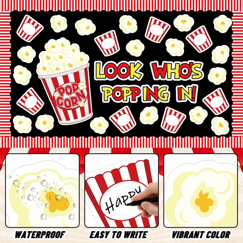 JarThenaAMCS 77 Pcs Popcorn Bulletin Board Decoration Funny Popcorn Bucket