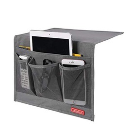 Falaku Bedside Caddy,Bedside Organizer Caddy Under Mattress,Holds Magazines,Books (4 Pockets-Grey)