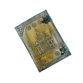 OVERDOSE TAJ MAHAL Design Handmade vintage leather journa Double Lock Deckle edge paper, Blank spell book of shadows grimoire journal - 7x10 inches|17x25 cm|A4