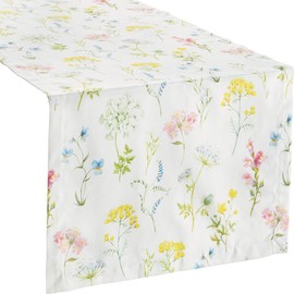 Erwin Müller Table Linen, Table Runner, Flower Meadow, Colourful, Size 40 x 170 cm, High Durability, with Envelope Hem