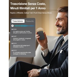 Kaiwutek Audio-Rekorder AI Professioneller tragbarer Sprachrekorder mit Handy Transkription Voice Recorder, Schwarz