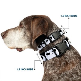 Buckle-Down Collar para Perro con Clip de plástico para Pesadilla Antes de Navidad, 7 Expresiones de Jack Negro y Blanco de 11 a 17 Pulgadas de Ancho