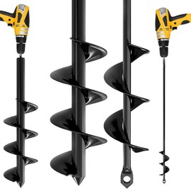 Auger Drill Bit for Planting 2 Pack 1.6 x 16 Inch & 3.5 Set - Garden Spiral Hole and Bulb Planter Tool Umbrella Holes - Compatible with 3/8 Hex Drive - Size: Set of 3 with Extension