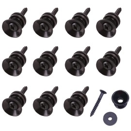 Cheerock 12Pcs Guitar Strap Locks Set, Metal Guitar Strap Buttons Lock, Black Guitar Straps Lock for Acoustic, Ukulele, Martin, Banjo, Electric And Bass Guitars