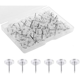 Clear Push Pins - 100pcs Drawing Pins with Storage Box,Clear Push Pins - Thumbtacks Drawing Pins for Walls Notice,Drawing Pins,Transparent Push Pins - Plastic Head Drawing Poster Tacks Needle