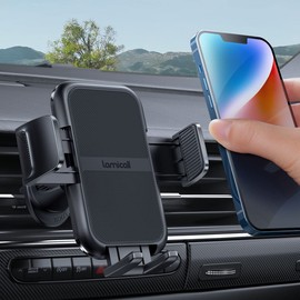 Lamicall Soporte Celular Auto - [Compatible con Fundas Gruesas] Abrazadera más Ancho y Gancho Metálico, Porta Celular Auto Base para Celular Automovil Carro Car Compatible con Todos Celular