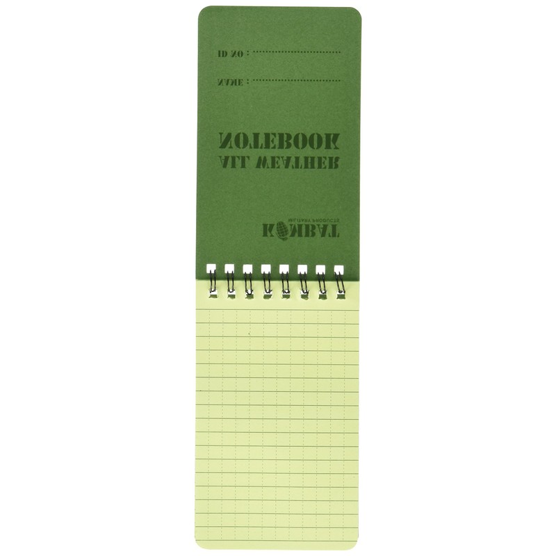 Kombat UK Mini Waterproof Notepad, Olive Green