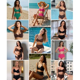 Popilush Women Underwire Bikini Top - Push Up Shapewear Swimsuits Ruched Bikinis Swimsuit Tops 2025 Bathing Suit Black