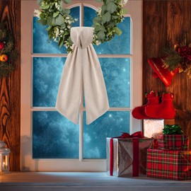 2 Pack Wreath Sash for Front Door Boxwood Wreath Sash Garland Front Door Porch Decor(Burlap)