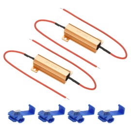 PATIKIL 50 W 220 Ohm Aluminium Housing Resistor, Pack of 2 Aluminium Housing Resistors with Clips Housing Wire Wound Resistors Screw Tap Power Resistor, Golden